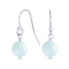 Simple Plain Blue Aquamarine Gemstone Round Dangle French Fish Hook