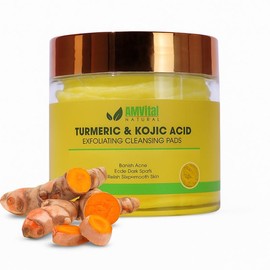 AMVital Turmeric Cleansing Pads with Kojic Acid – Dark Spot Corrector, Acne Treatment & Exfoliating Facial Cleanser