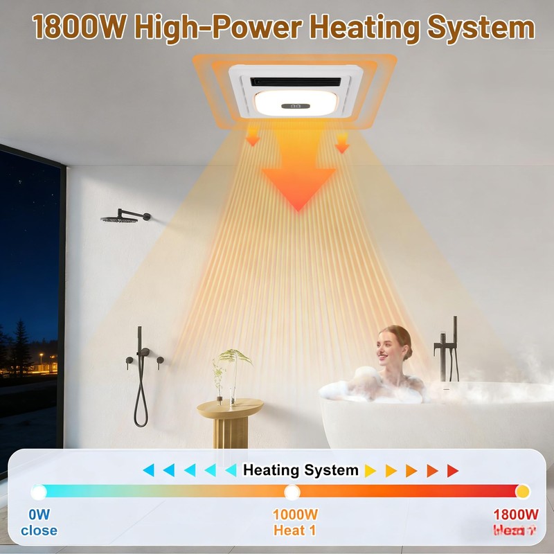 4 in 1 Bathroom Exhaust Fan – 1800W Heater 180