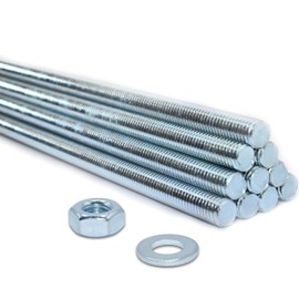 1 x M12 (300mm Length) Threaded BAR Plus Nuts & WASHERS - ZINC BZP, Rod, Stud