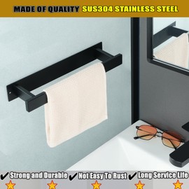 Alise Bathroom Towel Bar, 12 Inch Matte Black Towel Racks for Bathroom and Lavatory, SUS304 Stainless Steel Hand Towel Holder Towel Rail,Wall Mount with Self-Adhesive or Screw-in,GJZ5030-B