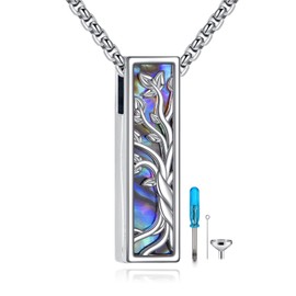 AINFQY Tree of Life Urn Necklace Ashes 925 Sterling Silver Cremation Pendant Memorial Ashes Abalone Shell Pendant Jewelry Gift for Women Men