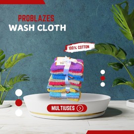 Pro Blazes Face Cloths 4Pack, 30 x 30 Cm Hand Towels and Face Towels, Multicolor Hotel Quality Wash Cloths for Cleaning, Spa, Gym, and Bathroom, Ultra-Absorbent, Durable, and Reusable Towel Set