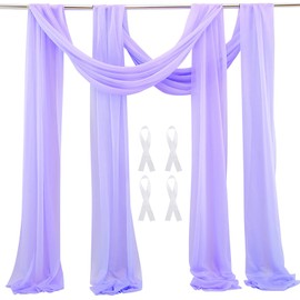 auons Wedding Arch Sheer Drapery Backdrop Voile Curtain Chiffon Draping Fabric 20Ft Sheer Curtains Arbor Drapery for Wedding Ceremony Reception Party Ceiling Decor, Purple, 2 Panels
