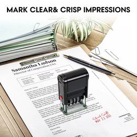 Toplusesse Self-Inking Date Stamp with Paid Office Rubber Paid Phrase & Date Stamp for Business 12-Year Band Red Ink