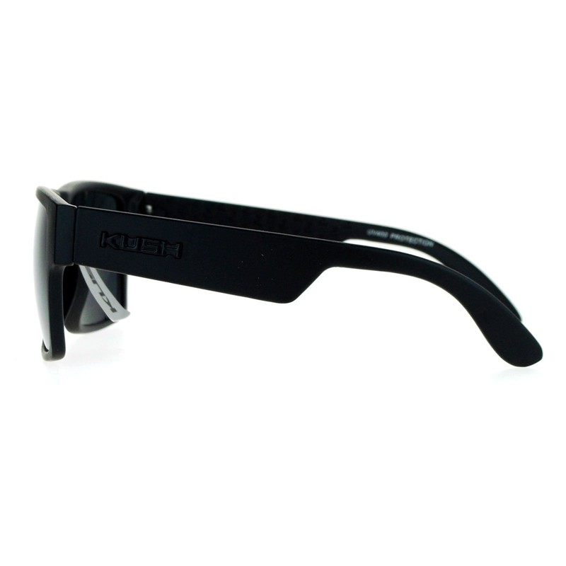 Kush Gangster Rectangular Squared All Black Horn Rim Sunglasses Matte