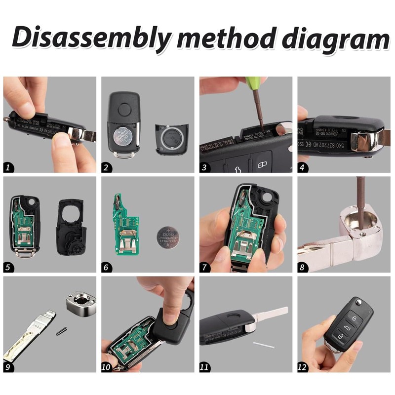 PNOOFR Car Key Casing, 3 Button Folding Car Remote Key,