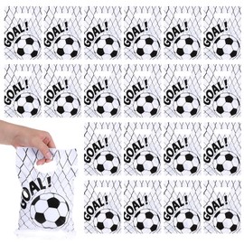 YQQYG 50 PCS Soccer Snack Bags for Team, Plastic Soccer Goodie Bags Candy Treat Gift Bag, Football Party Favor Bag for Games Sports Events Decorations