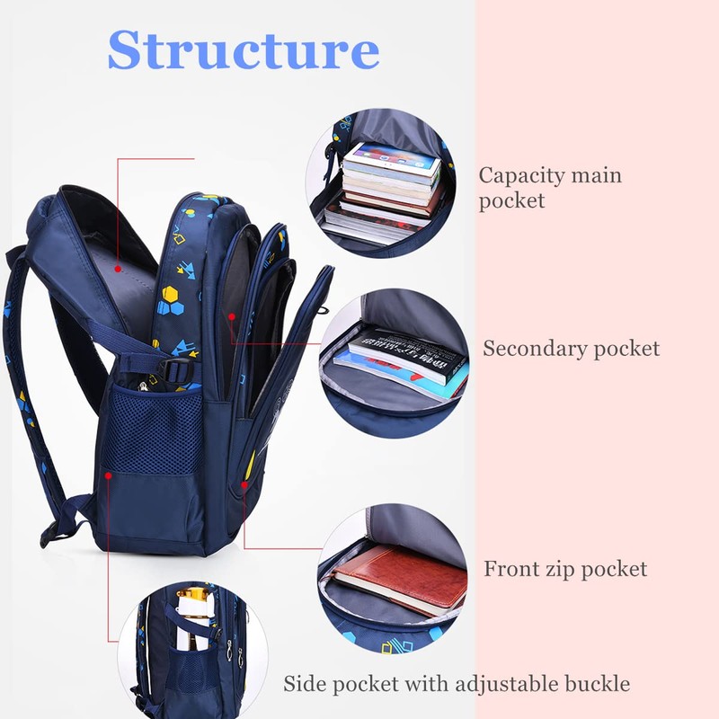 Geometric-Print Backpacks for Teen Boys School, Bookbags for Boys Elementary,