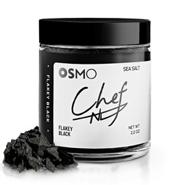 Osmo Black Flakey Sea Salt By Chef Nick DiGiovanni, Premium Sea Salt with Activated Charcoal, Perfect for Seafood & Cocktails, Gourmet Statement for Chefs, Hand-Packed in USA, Kosher (2.7oz Pack of 1)