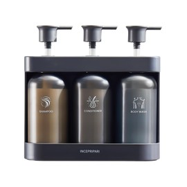 Shampoo Dispense for Shower, Shower Soap Dispenser Wall Mounted, Shower Dispenser 3 Chamber No Drill, Shampoo and Conditioner Dispenser for Bathroom Hotel, Shower Shampoo Dispenser 3 Chamber, Black