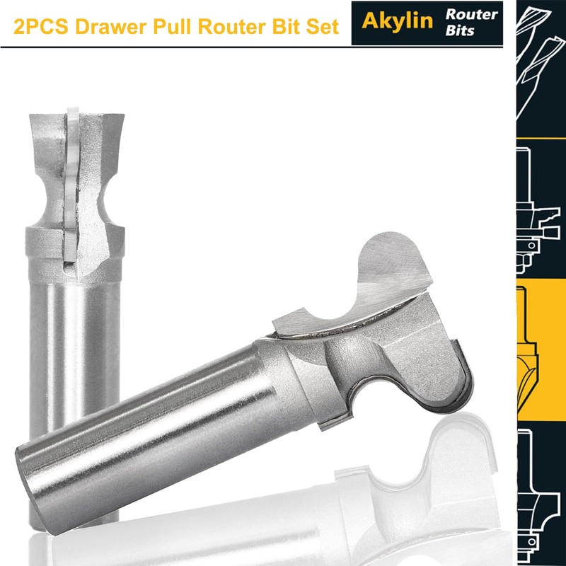 2pcs Finger Pull Router Bits Set 1/2 Inch Shank, Drawer