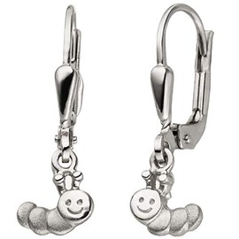 Jobo Children's Earrings Caterpillar 925 Sterling Silver Matte Earrings Children's Earrings, Silver