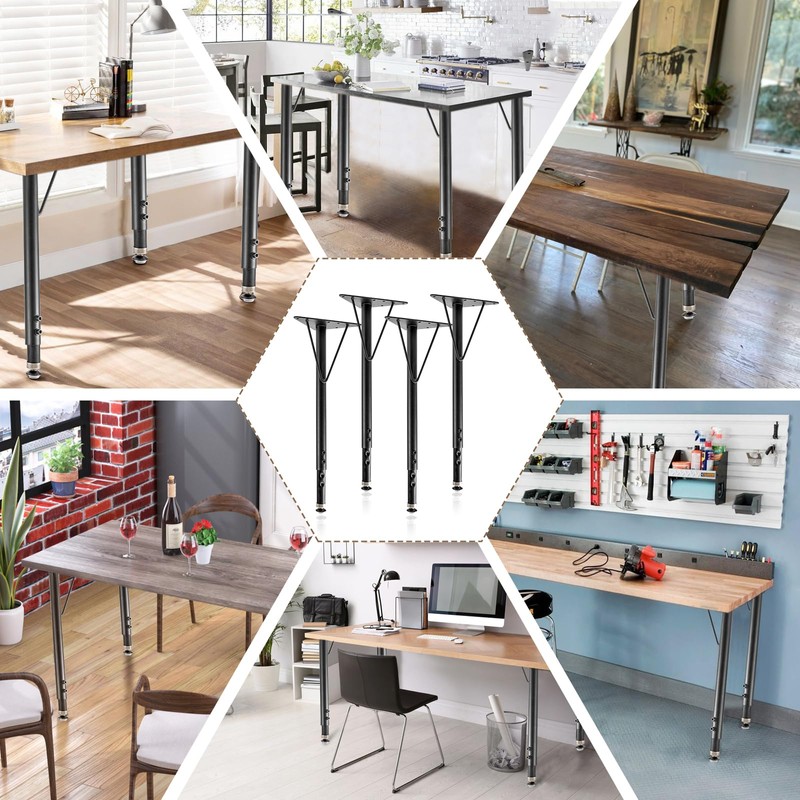 Pilida Adjustable Table Legs 19-30 Inch,Heavy Duty Steel Furniture Legs