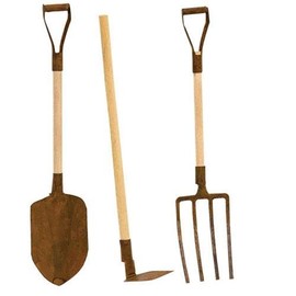 CWI Set of 3 Mini Rusty Gardening Tools - Decorative Only - Fairy Garden Size