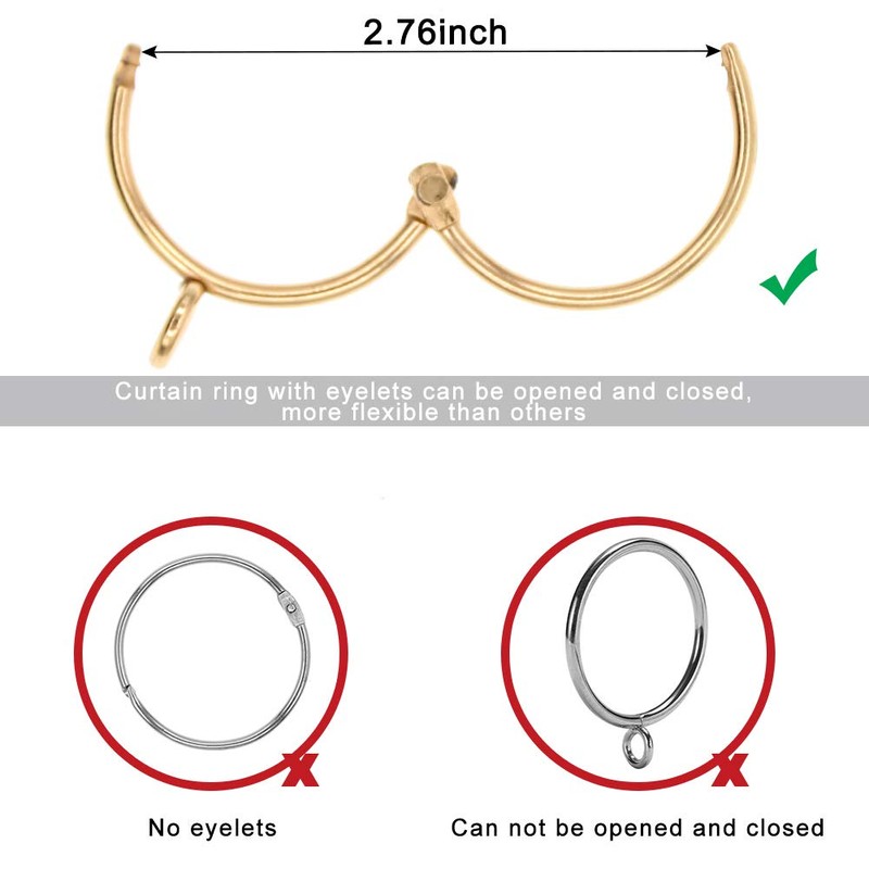 Coideal Open Curtain Rings with Eyelet - 20 Pack 1.5