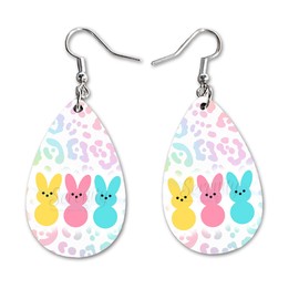 Easter Bunny Egg Dangle Earrings Set | Cute Girls Womens Jewelry Earings | Double Sided Print | Spring Holiday Gifts | Passover Sunday Girls Decorations Girlfriend Wife Adorable Fashion Accessories