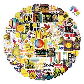 100PCS Softball Stickers, Cute Motivational Vinyl Waterproof Stickers for Water Bottles,Helmets, Luggage, Teaching Incentives, Softball Gifts for Girls Kids, Teens and Adults