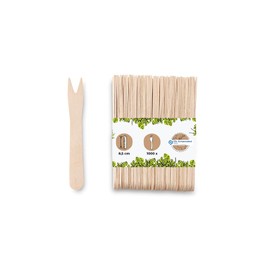BIOZOYG Wooden Forks Organic Cutlery Fries Fork Compostable Hardwood Nature I Wooden Fries Forks Party Skewers Wood Pick Forks I 1000x Chip Forks 8.5 cm