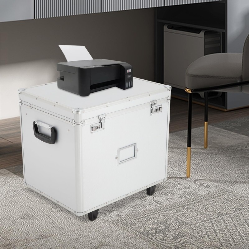 GDAE10 Rolling File Box with Lock, Aluminum Alloy Document Box