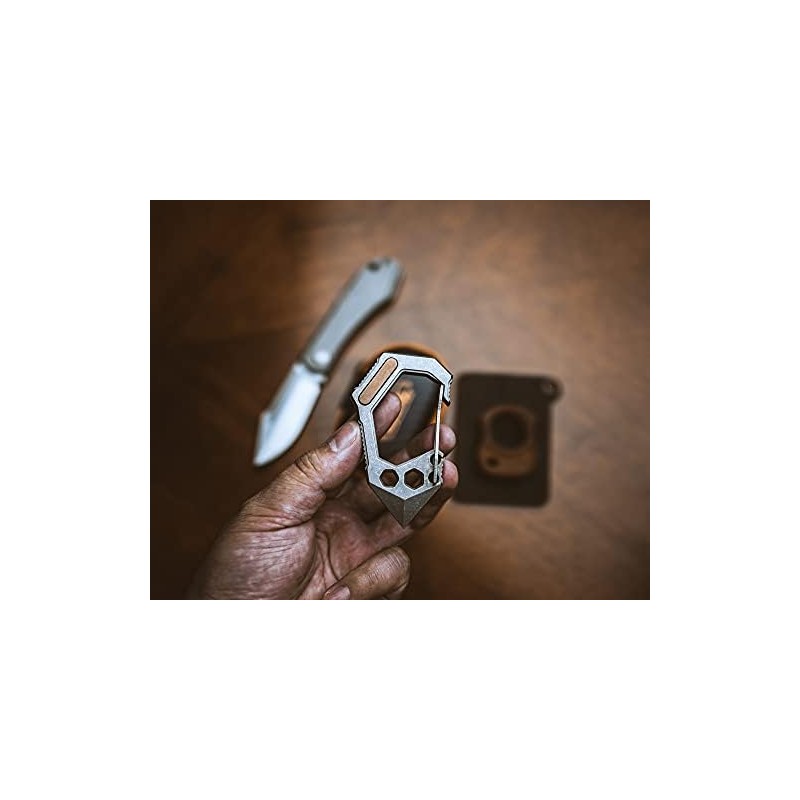 KeyUnity Titanium 7-in-1 Multitool Carabiner Keychain - Wrench, Screw Bit