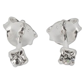 Touch Jewellery 925 Sterling Silver Stud Earrings with Tiny Claw Set Crystal Clear