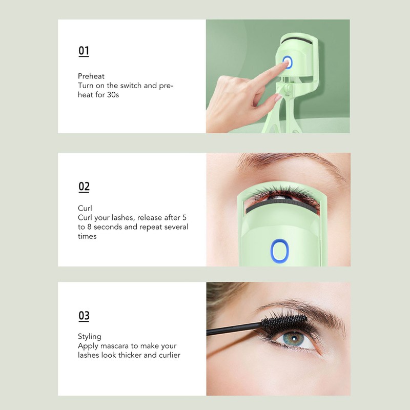 Electric Eyelash Curler Rechargeable Long Lasting Safe Handheld Heated Lash