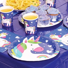 Baker Ross FC972 Rainbow Unicorn Party Plates - Pack of 10, Kids Plates, Birthday Party Plates, Paper Plates, Rainbow Unicorn Party Plates