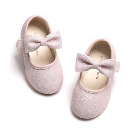 Felix & Flora Girls Mary Jane Flat Dress Shoe for Toddler Little Kid Party School (9 Toddler,Glitter Pink)