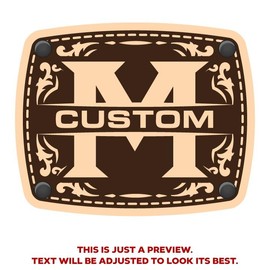 CityLocs Custom Initials Hat with Engraved Leather Patch - Letter: M, Hat Color: Brown/Khaki Trucker