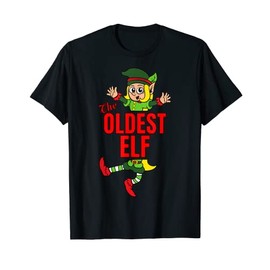The Oldest Elf Partner Look Family Outfit Christmas T-Shirt, black