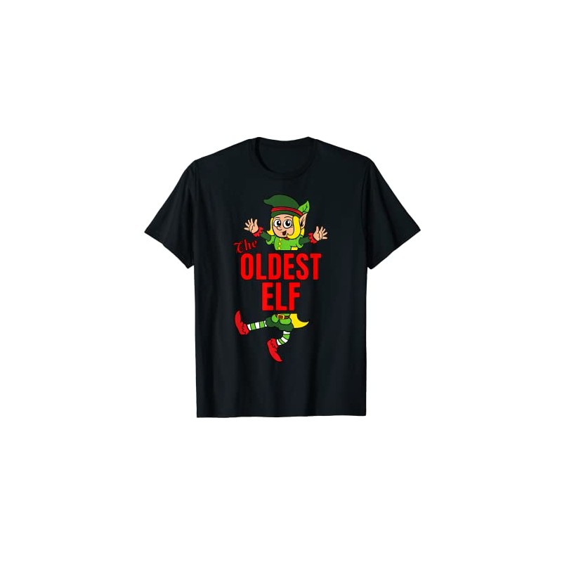 The Oldest Elf Partner Look Family Outfit Christmas T-Shirt, black