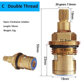 Metal Valve Tap Valve Tap Replacement 20 Speed 1/2 Inch Quarter Brass Plug Insert Quick Counterclockwise Open C Type Double Thread