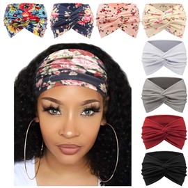 DRESHOW 8 Pack Turban Headbands for Women Wide Vintage Head Wraps Knotted Cute Hair Bands Accessories