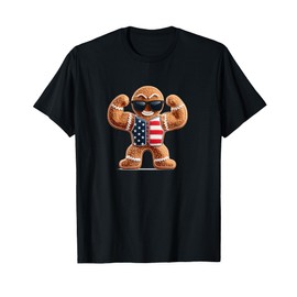 Cool Bodybuilder Cookie with Patriotic Colors Costume T-Shirt