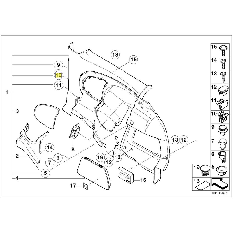 MINI R50 R53 Interior Trim Panel Clip Clamp 0766476 07130766476