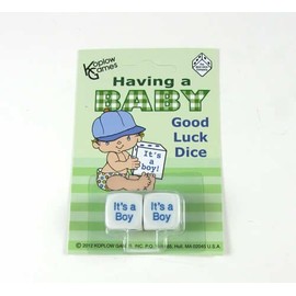 Koplow It is a Baby Boy Dice White with Blue Pips D6 16mm (5/8 inch) Set of 2