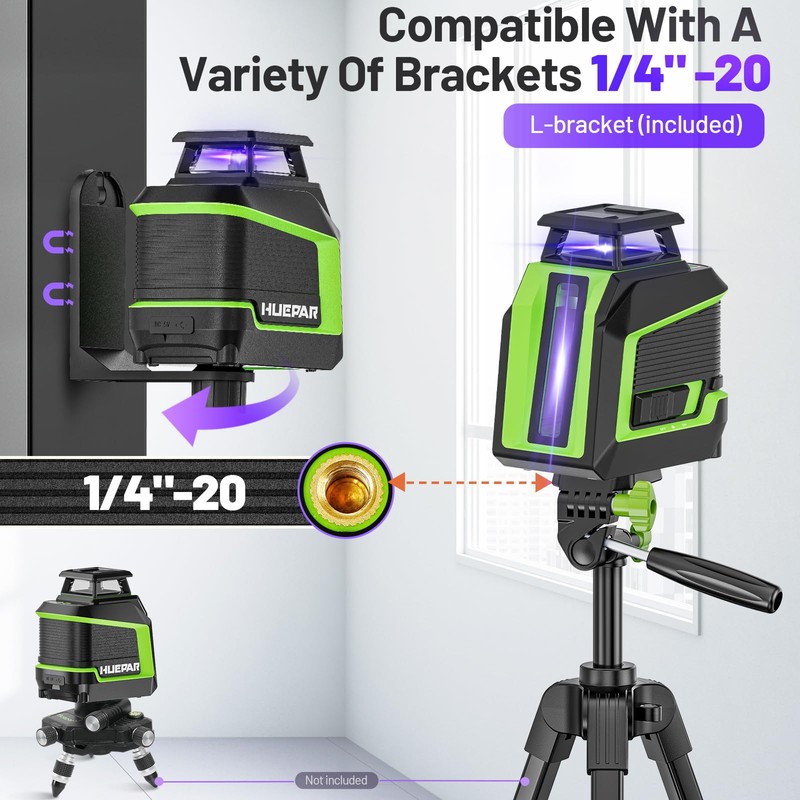 Huepar 360° Laser Level, 82Ft - 165Ft Self Leveling Laser