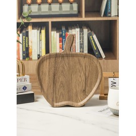 Wooden Serving Tray, 11" Charcuterie Board with Rim, Decorative Centerpiece for Ottoman, Coffee Table, Breakfast in Bed,Couch, Kitchen Island, Round Serving Platter, 1 Pack(Apple)