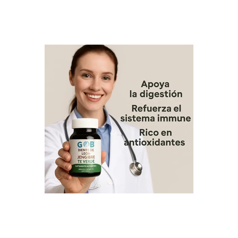 Diente De León, Jengibre, Té Verde 60 Cápsulas - Suplemento