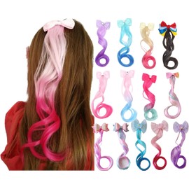SATPULOT Wig, Extension, Hair Extension, Children, Gradient, Ribbon Curly Hairpin, Ponytail, Colorful Wig, Point Wig, Kids Extension, Hair Extension, Hip Hop, Colorful, Hair Lotion, One-Touch, Kids