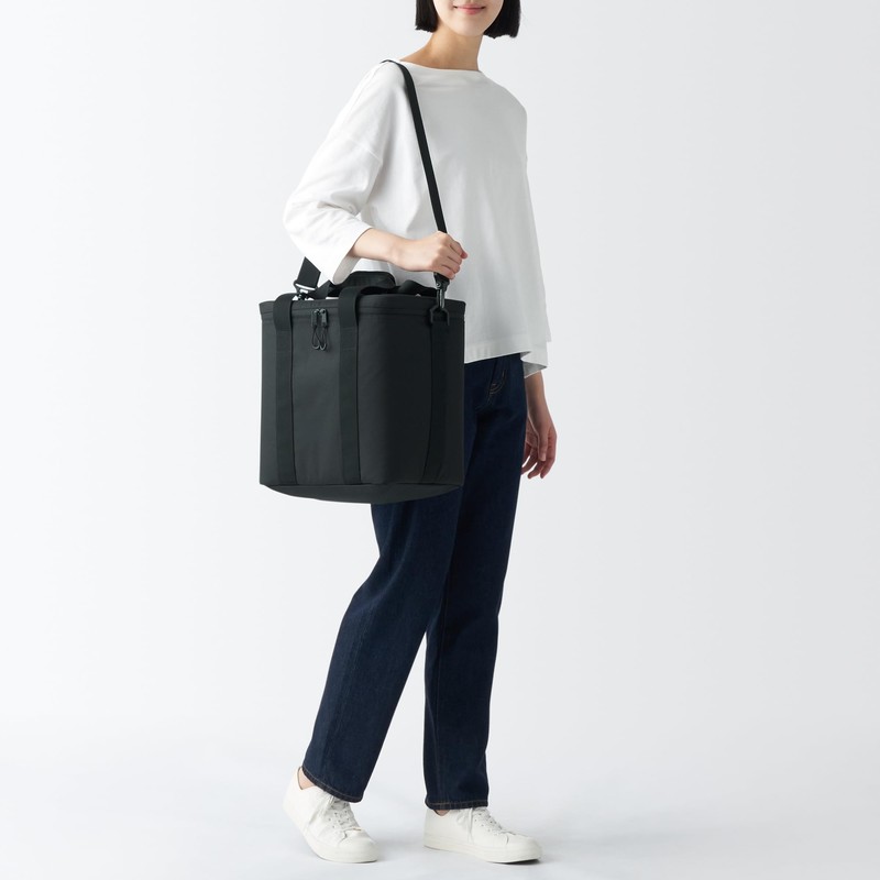 MUJI 84383120 Insulated Bag, Black, Large Size, 12.6 x 11.8