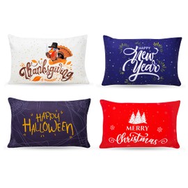 VISCO LOVE ProComf Travel and Camping Mate/Baby/Kid's/Teen's/Adult's Memory Foam Pillow (Snow White with Holidays Covers)