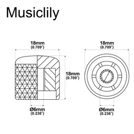 Musiclily Guitar Metric Metal 6MM Knurling Shaft Dome Top Control Knobs for Fender Tele Strat Electric Guitar or Bass, Chrome(Pack of 4)