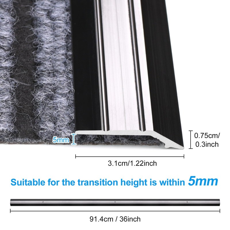 Jiekayi 6-Pack Metal Carpet Floor Transition Strips, 36in Carpet to