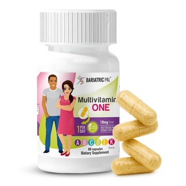 BariatricPal Multivitamin ONE 1 per Day! Bariatric Multivitamin Capsule with 18 mg of Iron | Easy to Swallow Capsule | Vitamin for Bariatric Surgery Patients | 90 Count (3 Month Supply)