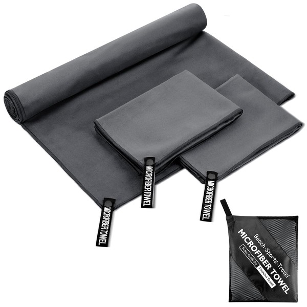 Zocipro Microfibre Towel 3 Pack (180x80cm + 80x40cm x2) Super