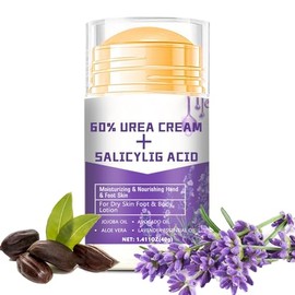 Crema de urea 60% con ácido Salicylig agrietado en el talón, bálsamo de pies reparador hidratante y alivia las grietas y la sequedad, bálsamo de talón