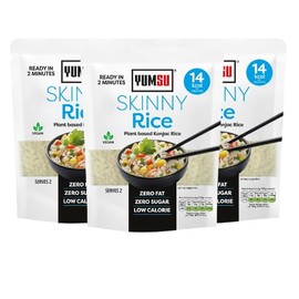 Yumsu Skinny Konjac Rice 380g Low Calorie, Keto Friendly, Gluten Free, Vegan Shirataki Rice Substitute Ready to Eat Healthy Meal Option Assorted Packs (Pack of 3)