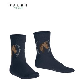 FALKE Unisex Children's Horse Socks Breathable Sustainable Cotton Reinforced Children's Socks Durable Skin-Friendly Non-Slip with Horse Motif Durable 1 Pair, Blue Space Blue 6116